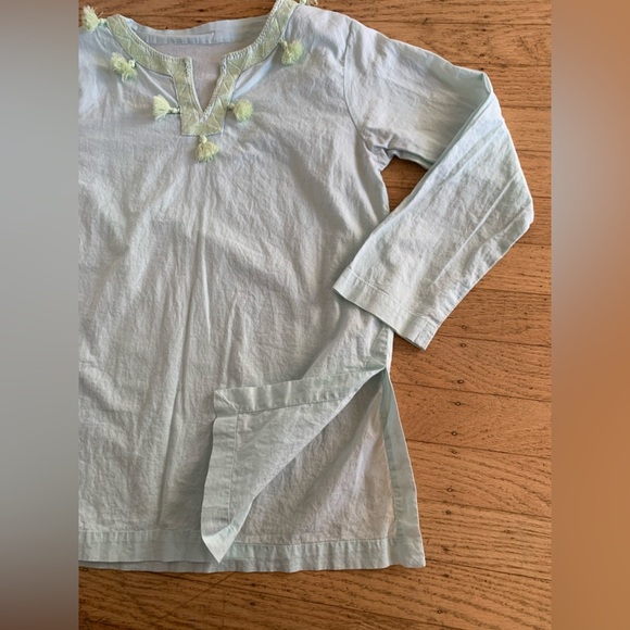 Pottery Barn Kids girl’s size 8-10 pool cover up tunic with tassels, Pom poms - Picture 4 of 7